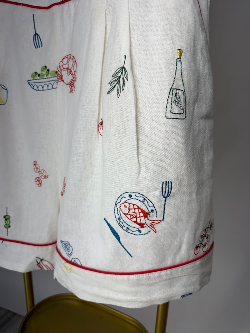 Caroline Constas White Embroidery Linen blend Romper Size Medium - Picture 7 of 12